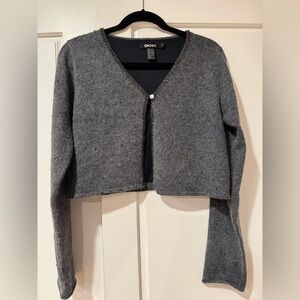 Vintage DKNY Charcoal Gray Women's cropped Cardigan